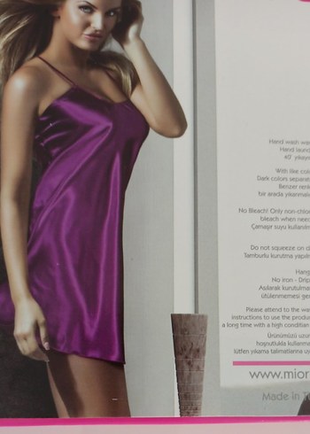 Parlak Mor İnce Askılı Midi Gecelik - Görsel 2