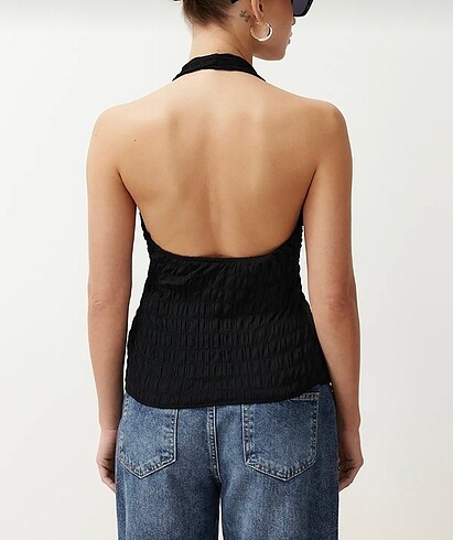 Trendyol & Milla siyah boyundan bağlamalı crop