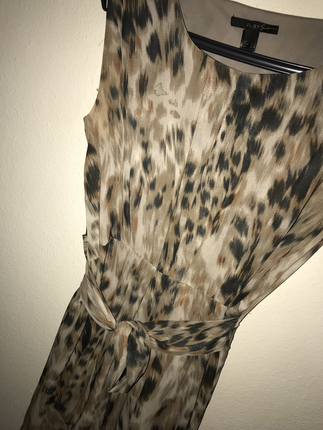 Leopar sıfır kol şifon elbise