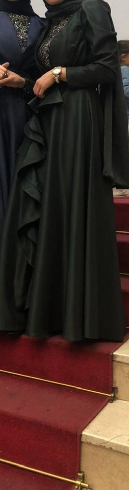 Yeşil Drapeli Uzun Abiye Elbise - Görsel 2