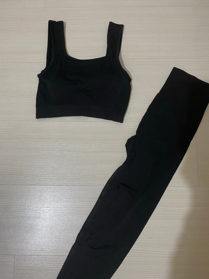 Siyah sporcu atlet  Spor Tayt - Görsel 3