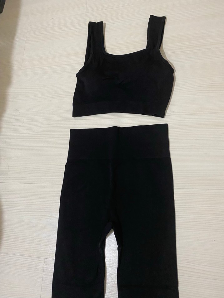 Siyah sporcu atlet  Spor Tayt - Görsel 4