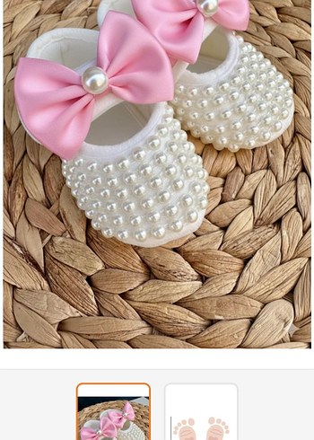 Kız Çocuk İnci Detaylı Beyaz Örgü Ayakkabı - Görsel 3