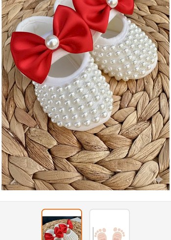 Kız Çocuk İnci Detaylı Beyaz Örgü Ayakkabı - Görsel 2