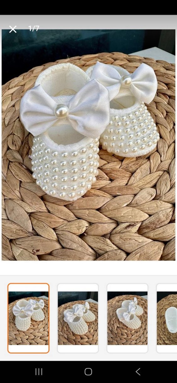 Kız Çocuk İnci Detaylı Beyaz Örgü Ayakkabı - Görsel 4