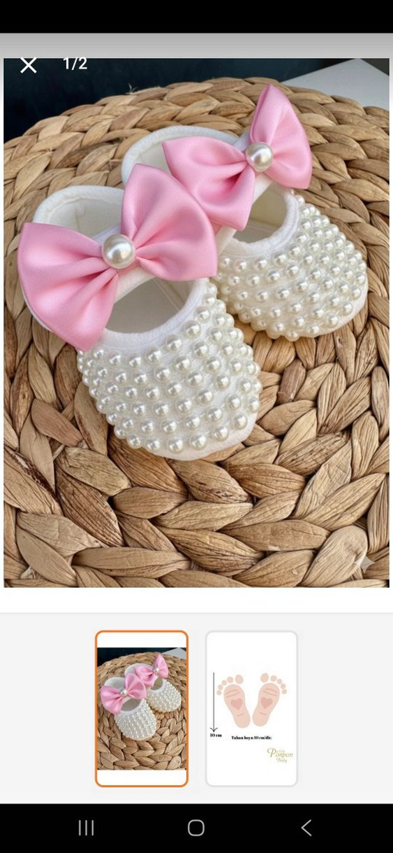 Kız Çocuk İnci Detaylı Beyaz Örgü Ayakkabı - Görsel 3