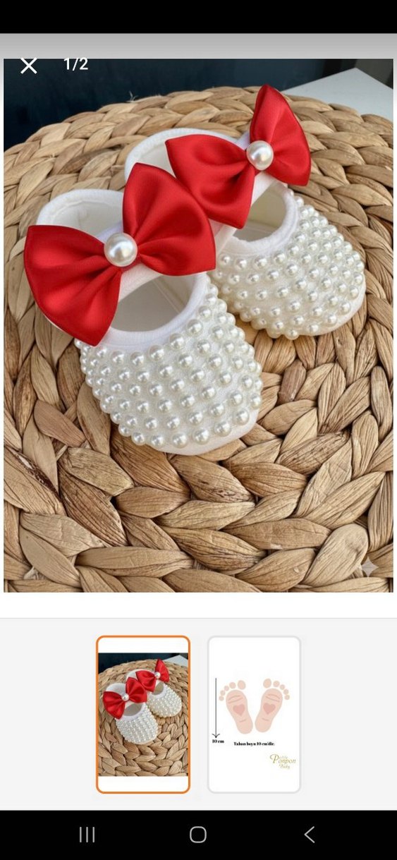 Kız Çocuk İnci Detaylı Beyaz Örgü Ayakkabı - Görsel 2