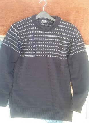 Unisex Siyah Yünlü Kazak