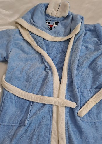 Nakışlı Erkek Çocuk Mavi Bornoz - Görsel 9