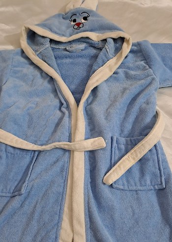 Nakışlı Erkek Çocuk Mavi Bornoz - Görsel 5