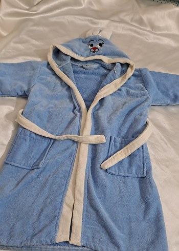 Nakışlı Erkek Çocuk Mavi Bornoz - Görsel 6