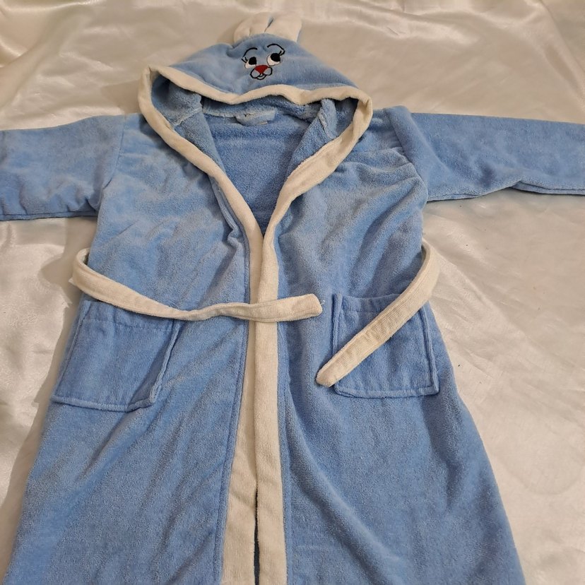 Nakışlı Erkek Çocuk Mavi Bornoz - Görsel 4