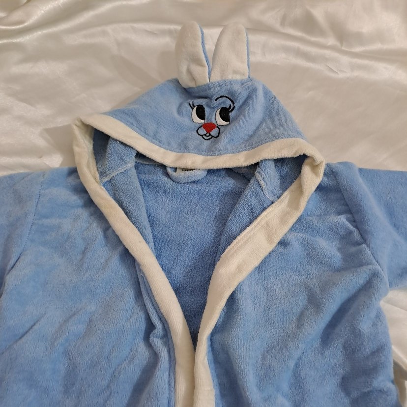 Nakışlı Erkek Çocuk Mavi Bornoz - Görsel 2