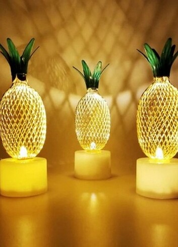 Dekoratif Ananas Tasarımlı Pilli Led Lamba