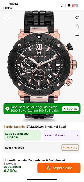 Sergio Tacchini Kol saati