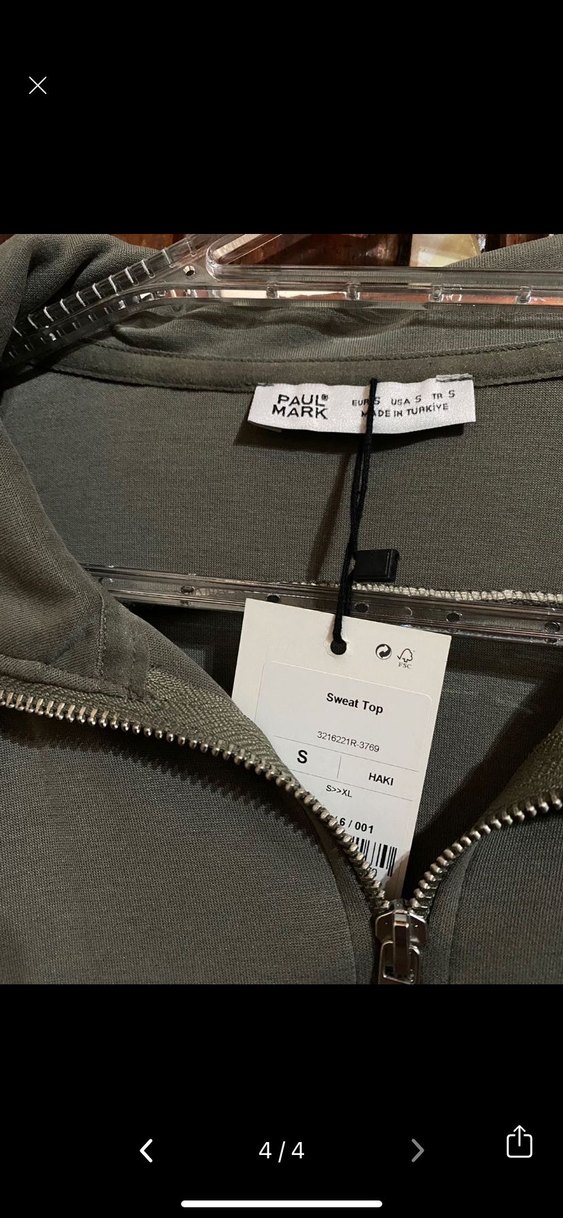 Gri Fermuarlı Yüksek Yakalı Kadın Sweatshirt - Görsel 2