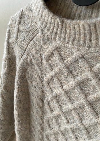 Bej Örgü Kadın Triko Kazak - Görsel 3