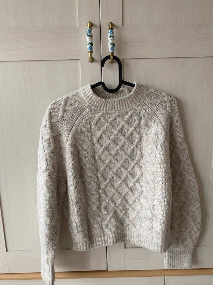 Bej Örgü Kadın Triko Kazak - Görsel 2