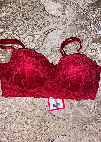 Kırmızı Nakışlı Bohem Dantelli Sütyen 75C - Görsel 2