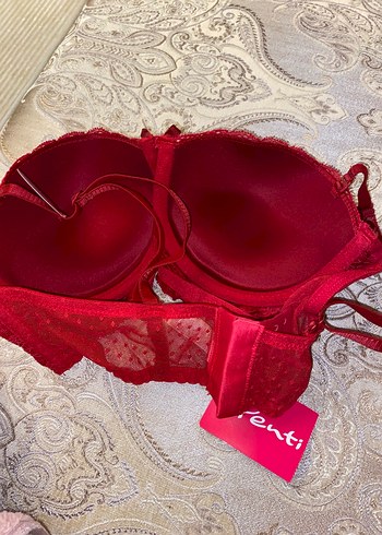 Kırmızı Nakışlı Bohem Dantelli Sütyen 75C - Görsel 4