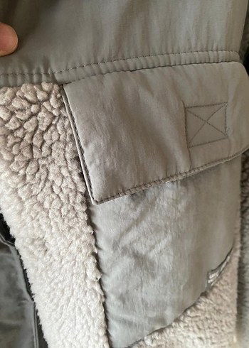 Gri Kadın Midi Boy Peluş Ceket - Görsel 3