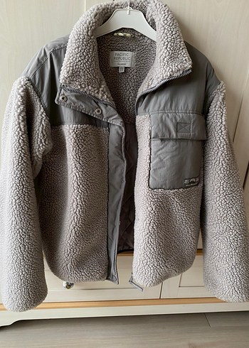 Gri Kadın Midi Boy Peluş Ceket - Görsel 5