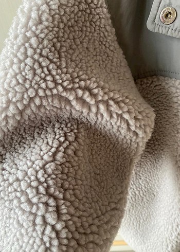 Gri Kadın Midi Boy Peluş Ceket - Görsel 4