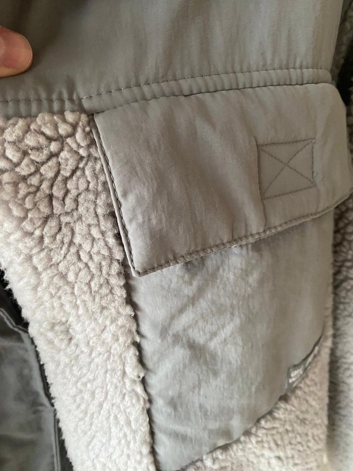 Gri Kadın Midi Boy Peluş Ceket - Görsel 3