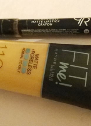 m Beden maybelline fit me fondöten + golden rose lip crayon 19 numara