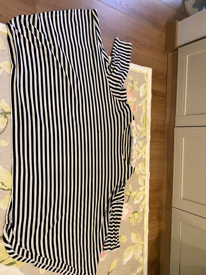 Çizgili Uzun yarım Hamile Bluzu - Görsel 3