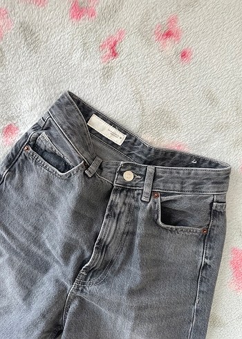 Zara High Rise Wide Leg Jean Gri - Görsel 5