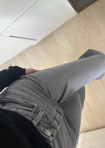 Zara High Rise Wide Leg Jean Gri - Görsel 4