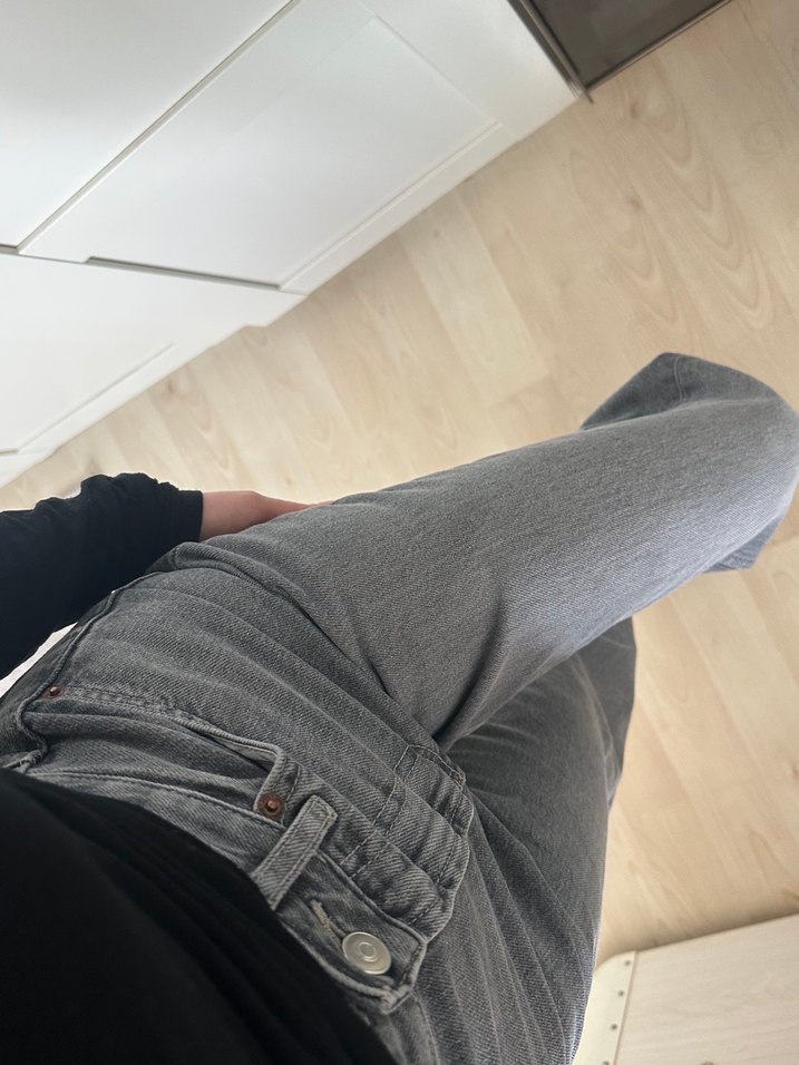 Zara High Rise Wide Leg Jean Gri - Görsel 4