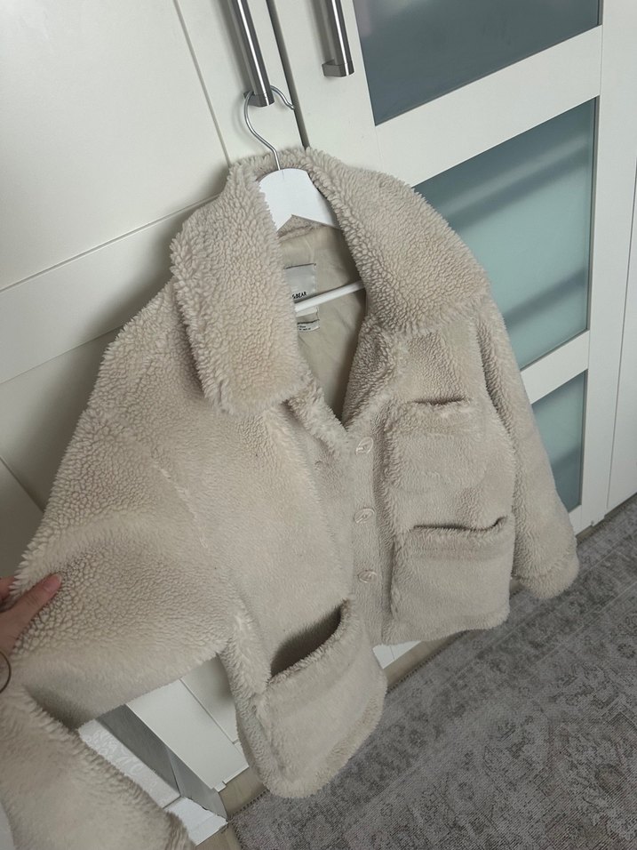 Bej Peluş Pull&Bear Ceket - Görsel 4