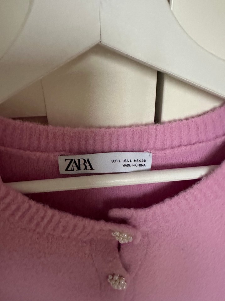 Zara Pembe Düğmeli Triko Hırka - Görsel 2