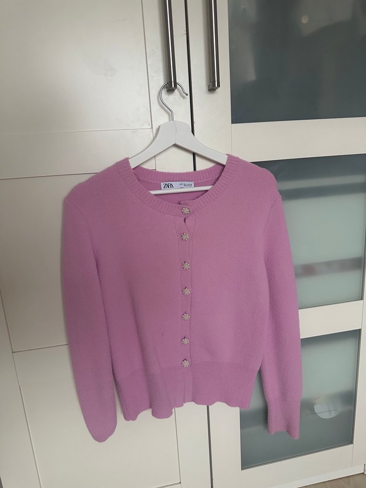 Zara Pembe Düğmeli Triko Hırka - Görsel 4