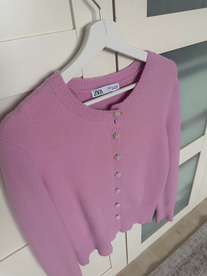 Zara Pembe Düğmeli Triko Hırka - Görsel 3