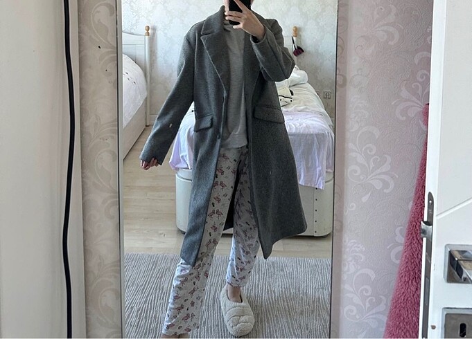 Bershka Gri Kaban