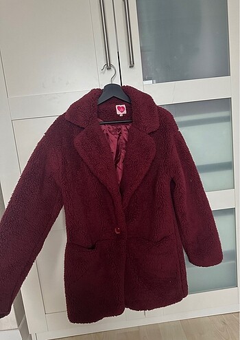 Koton Peluş Bordo Kürk - Görsel 2