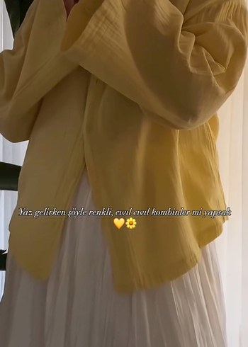 Sarı Pamuklu oversize gömlek