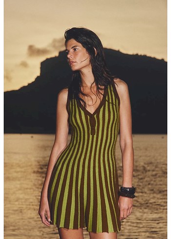 Zara Zara Ajurlu Mini Triko Elbise