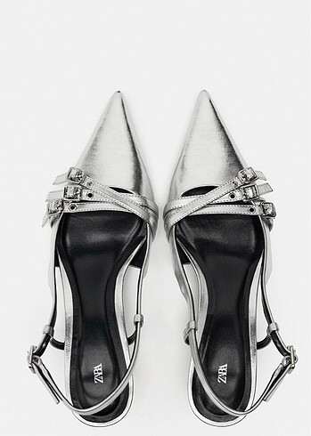 Zara Zara Sivri Burun Gümüş Topuklu Ayakkabı
