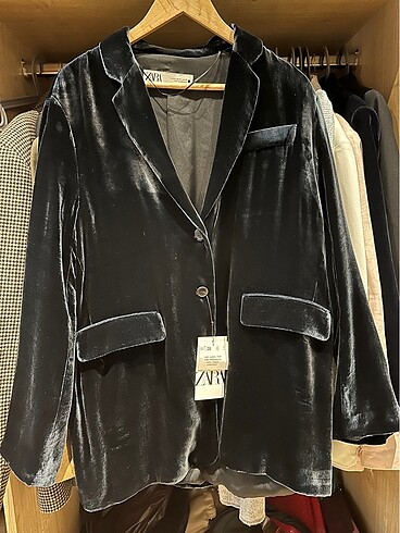 m Beden gri Renk Zara Kadife Blazer
