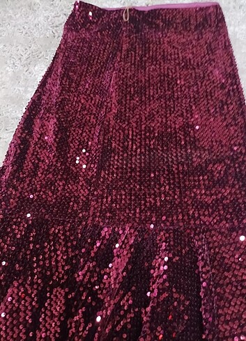 40 Beden bordo Renk 40 beden pul payet etek