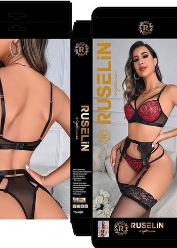 Kırmızı Desenli Mini Gotik İç Çamaşırı - Görsel 4