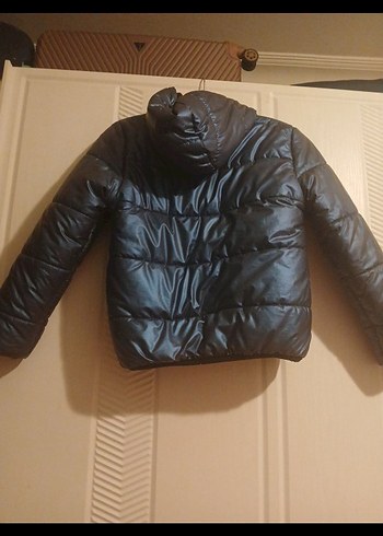 Lacivert Deri Fermuarlı Kadın Kış Montu - Görsel 2