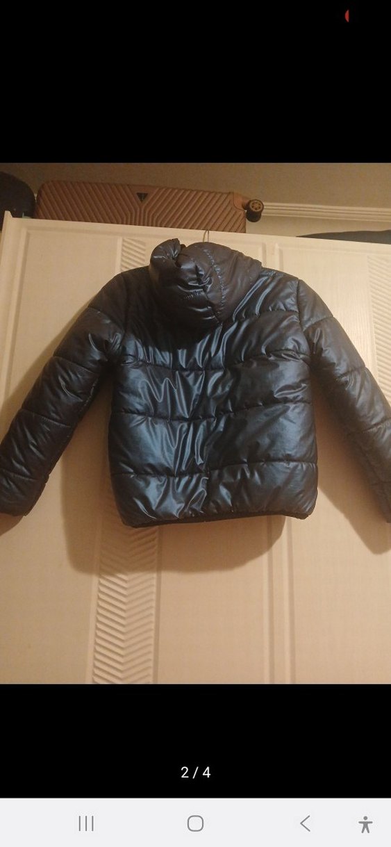 Lacivert Deri Fermuarlı Kadın Kış Montu - Görsel 2