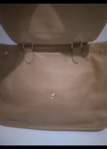 Bej Deri Kadın Çanta Tokalı - Görsel 3