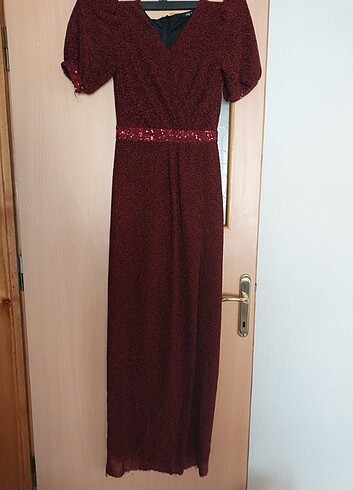 38 Beden bordo Renk Abiye elbise
