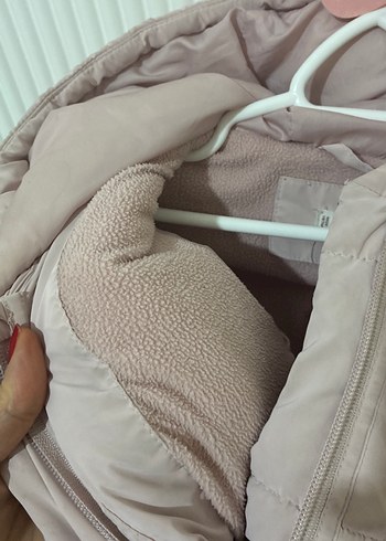 Kız Çocuk Kapüşonlu pastel pembe Düğmeli Mont - Görsel 4